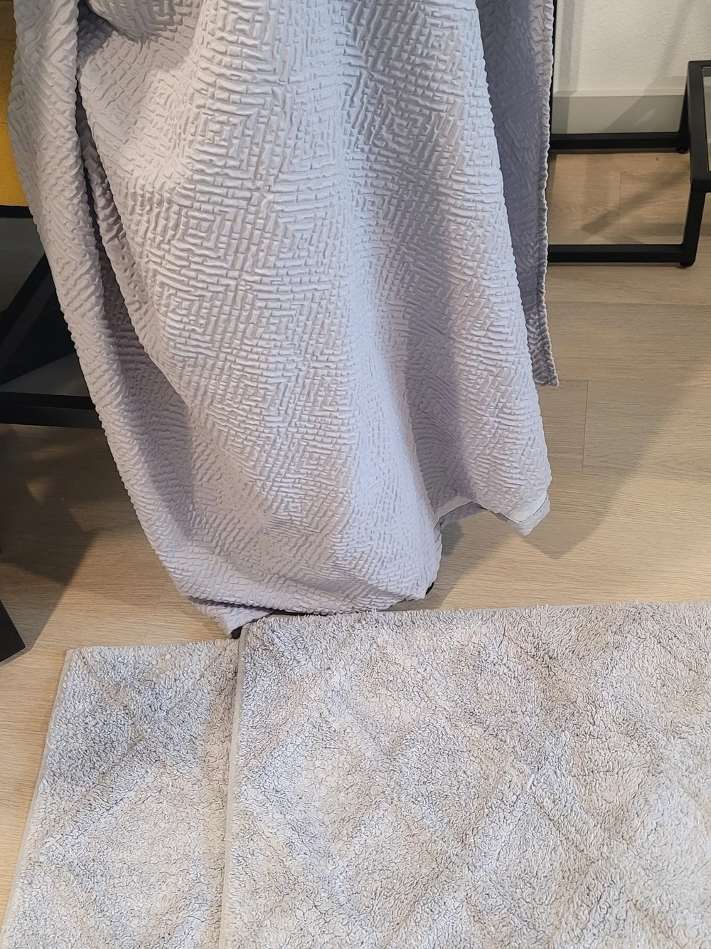 $14 FIRM FIRM- Bundle Of 3-Soft Gray Shower Curtain 2 pc Bath Rug Set